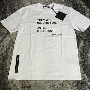 Palm Angels Statement Yellow Butterfly SS20 White Tee Shirt Men’s Size Large